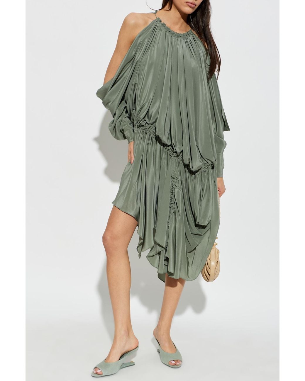 Balmain Green Sleeveless Silk Dress