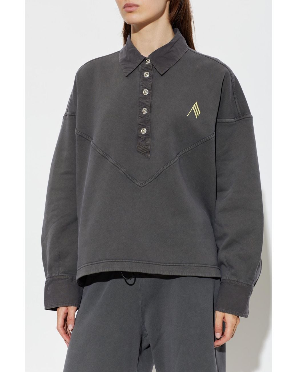 The Attico Gray Oversize Long-Sleeve Polo