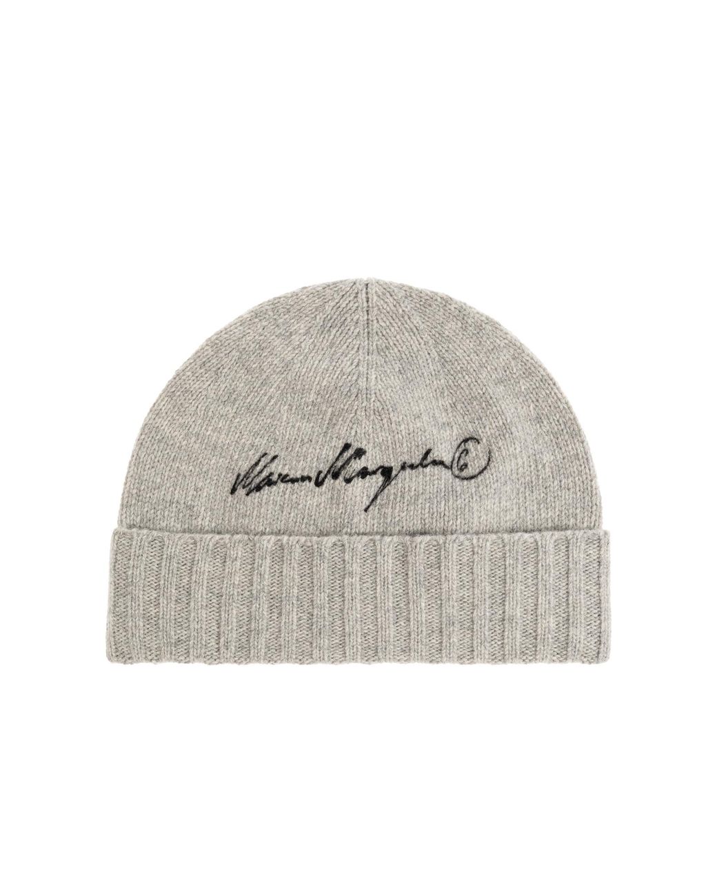 MM6 by Maison Margiela Gray Wool Beanie With Embroidered Logo