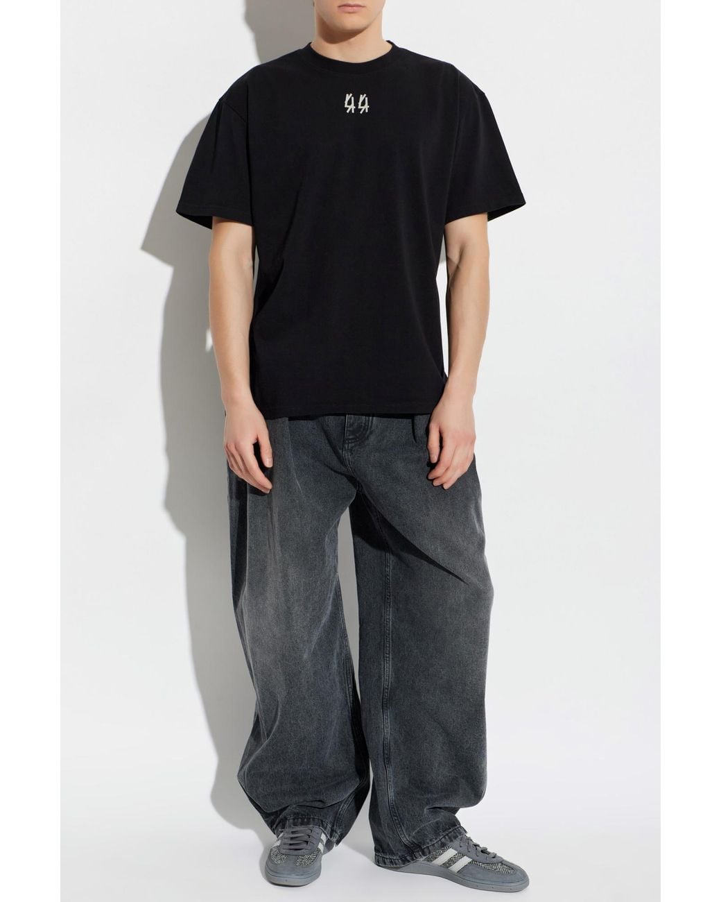 44 Label Group Black T-Shirt With Logo for men