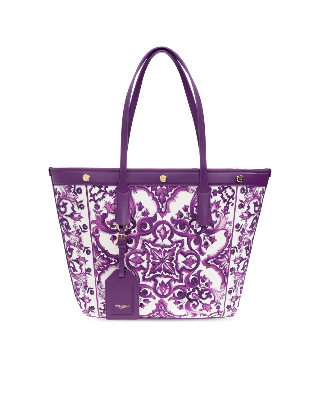 Dolce & Gabbana Purple Shopper Bag With "Majolica" Print