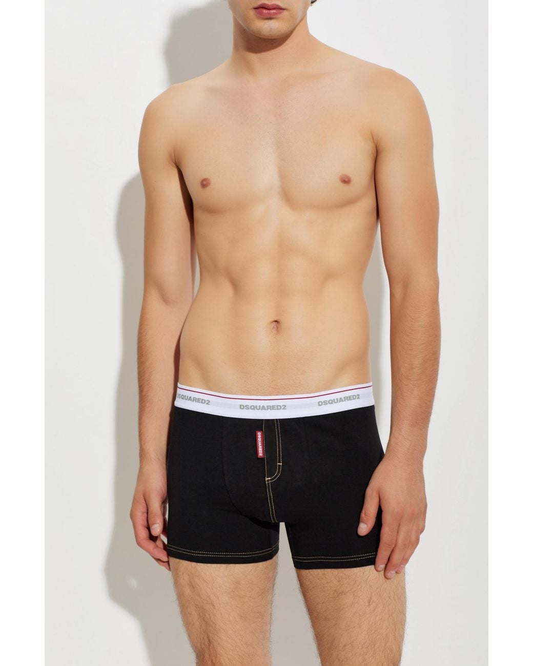 DSquared² Black Cotton Boxers With Logo for men