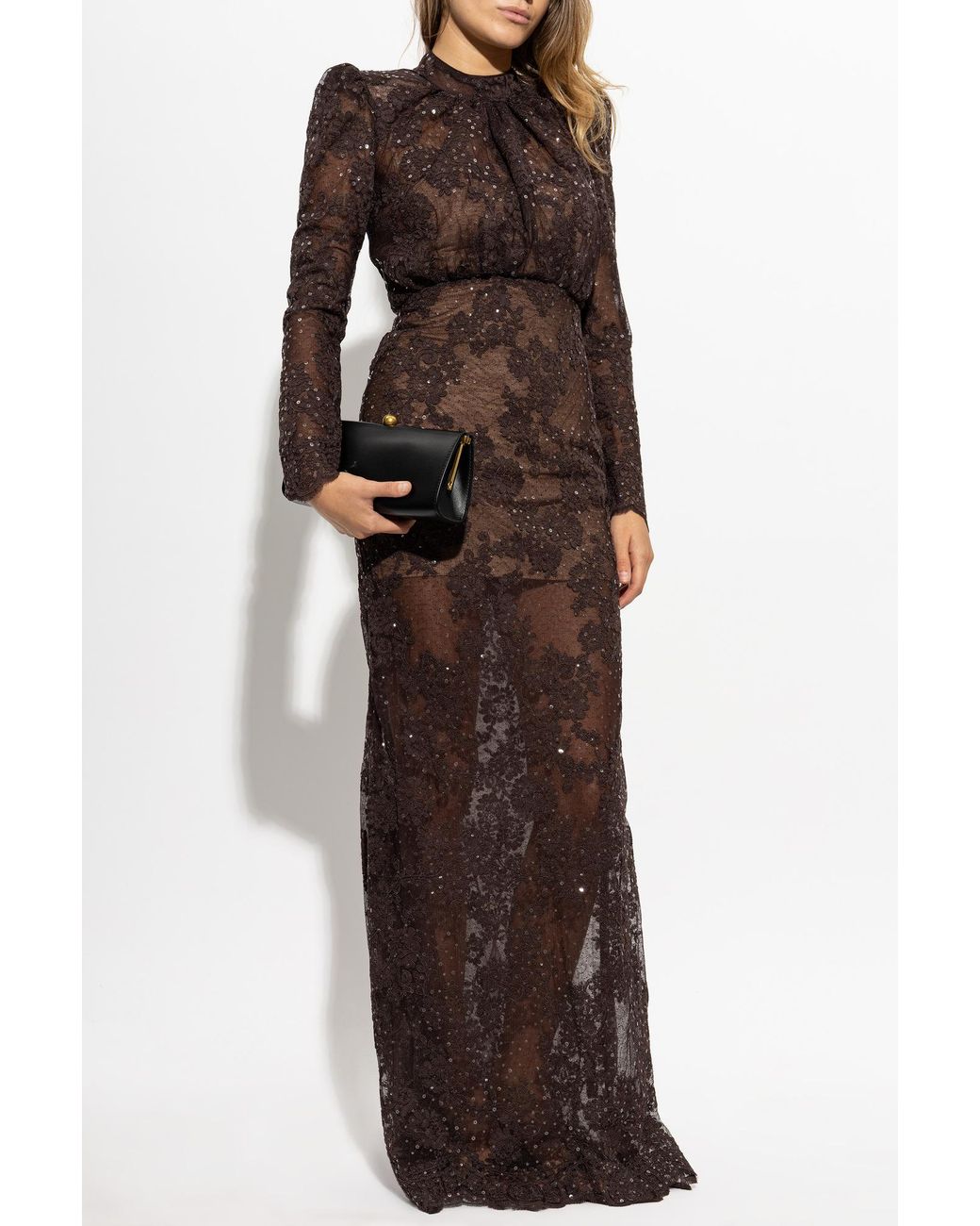 Self-Portrait Brown Sequin Maxi Dress