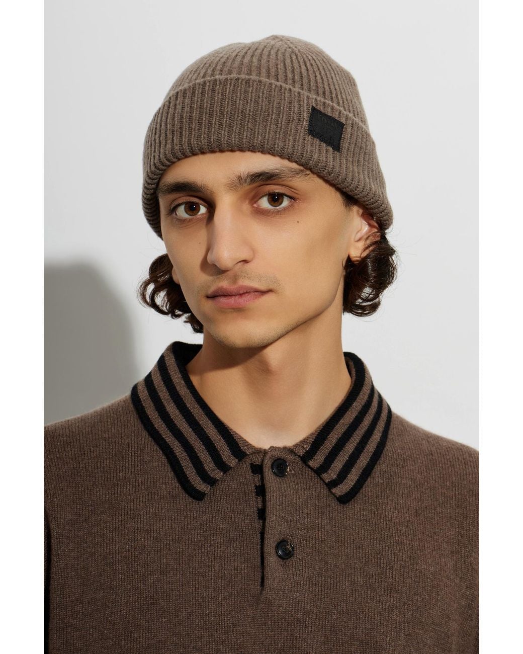 Paul Smith Black Beanie With Woven Logo for men