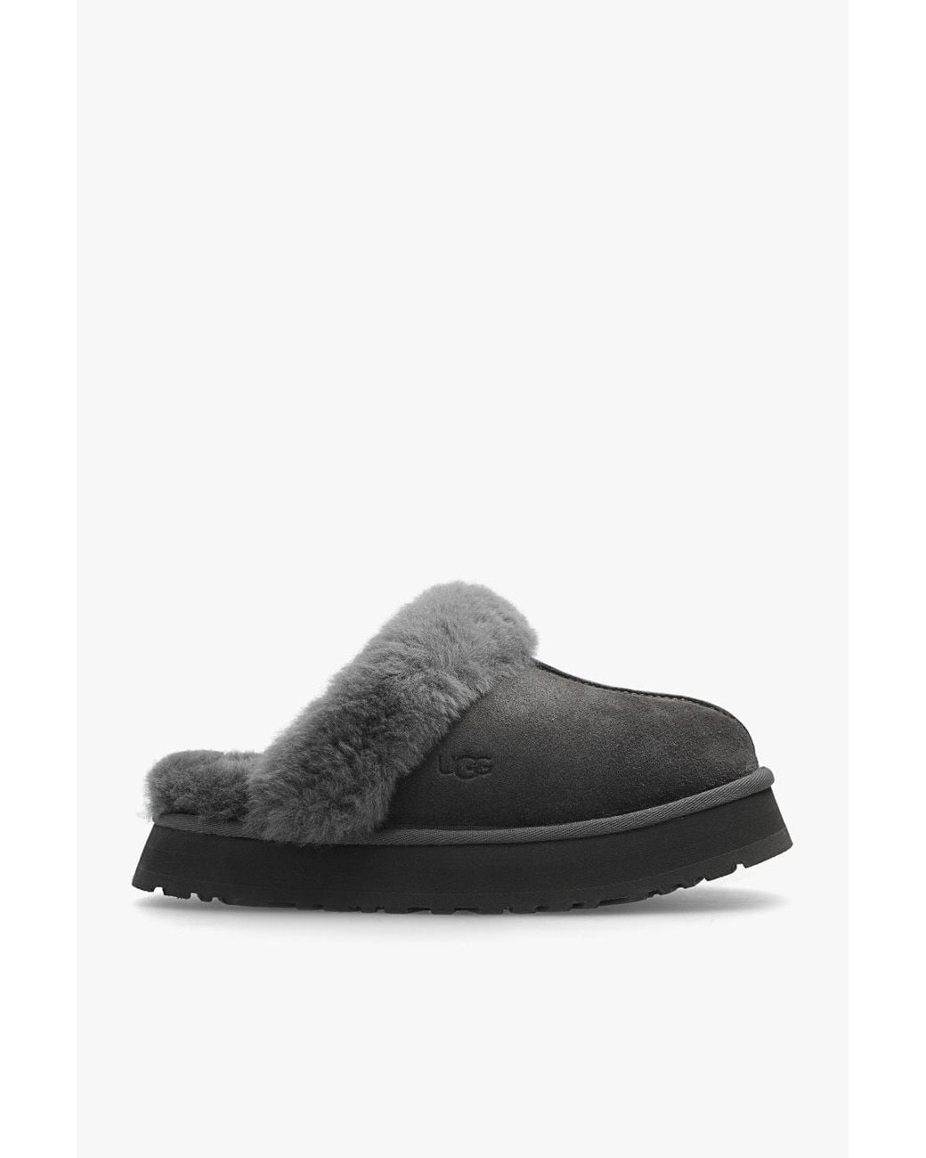 Ugg Black 'Disquette' Suede Mule Slippers