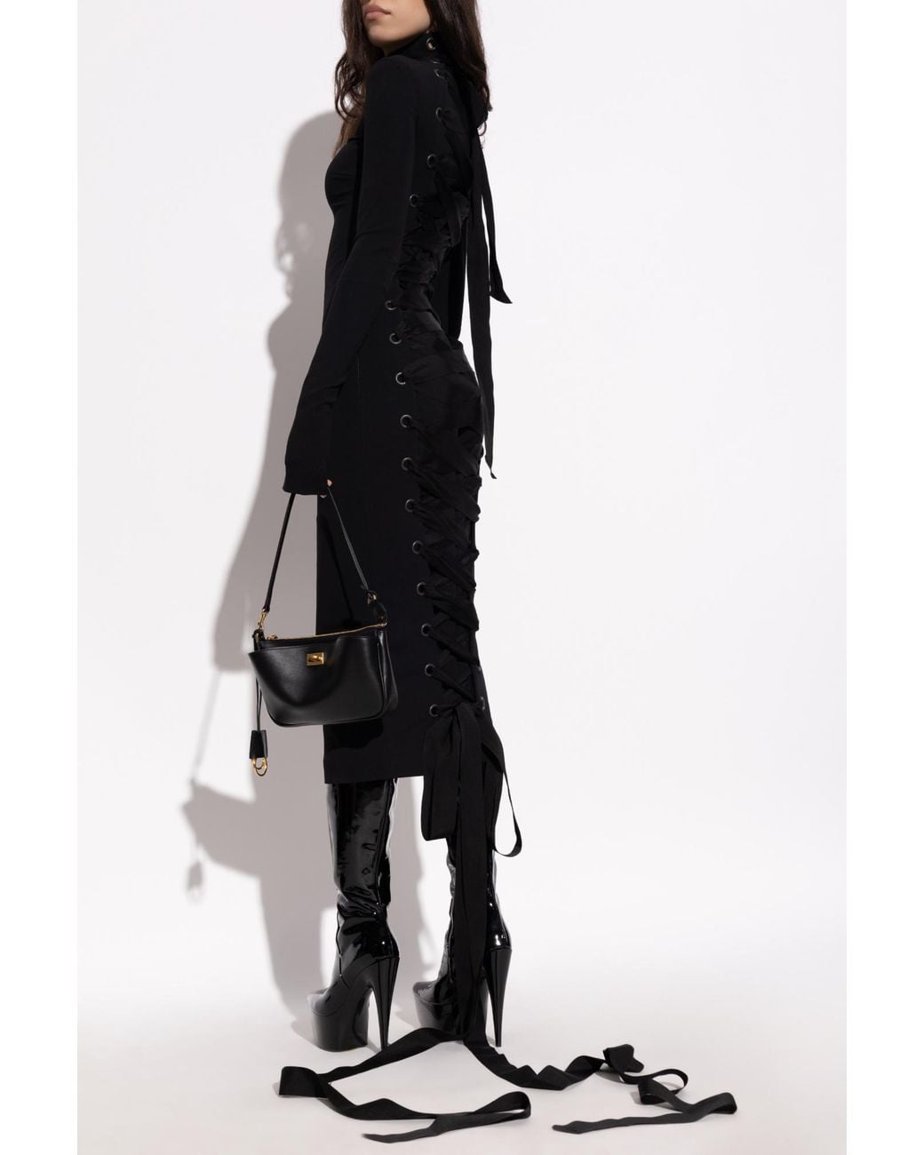 Balenciaga Black Dress With Stand-Up Collar
