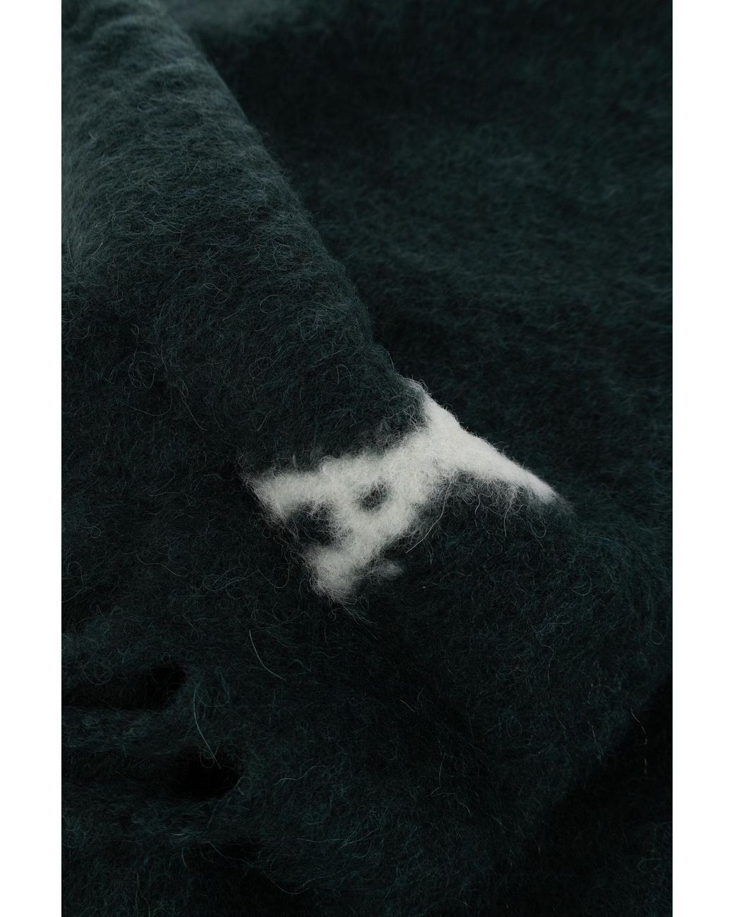 AMI Black Wool Scarf With Logo