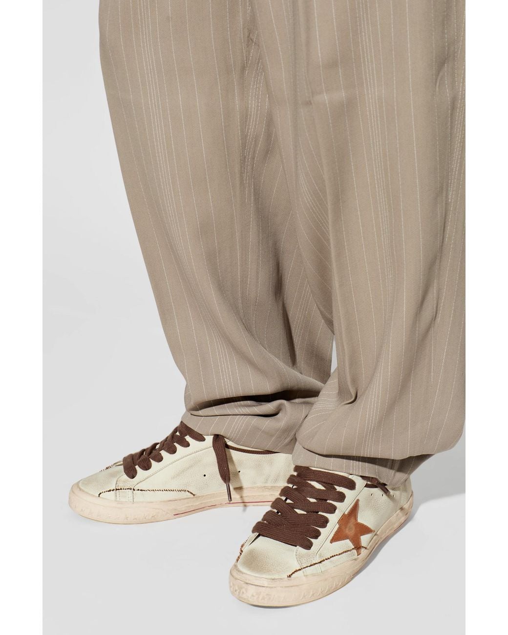 Golden Goose Deluxe Brand Brown "Super-Star With List Destroyed" Sports Shoes for men