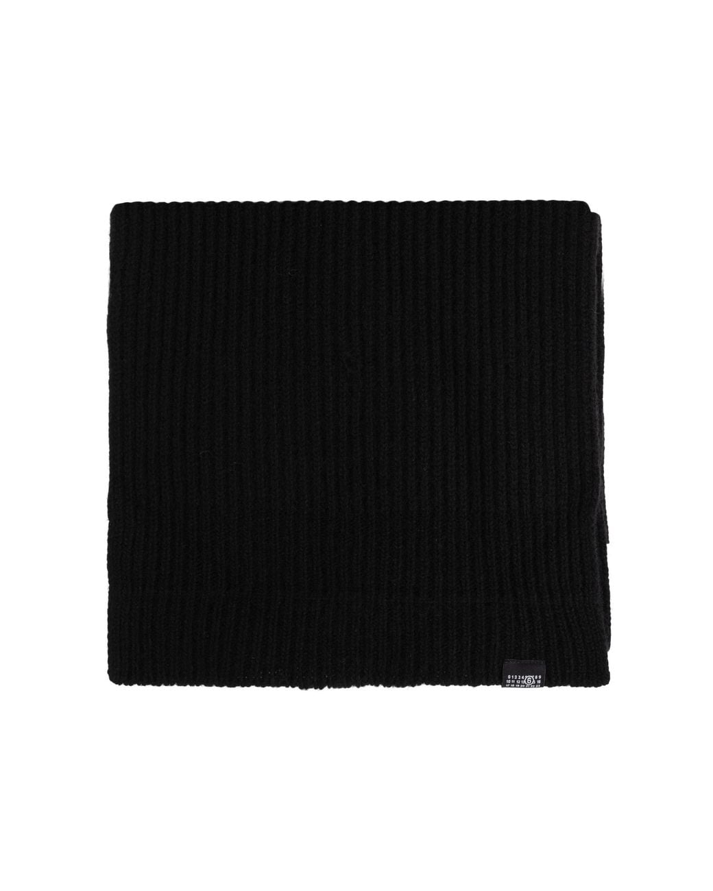 MM6 by Maison Margiela Black Wool Scarf With Logo Patch