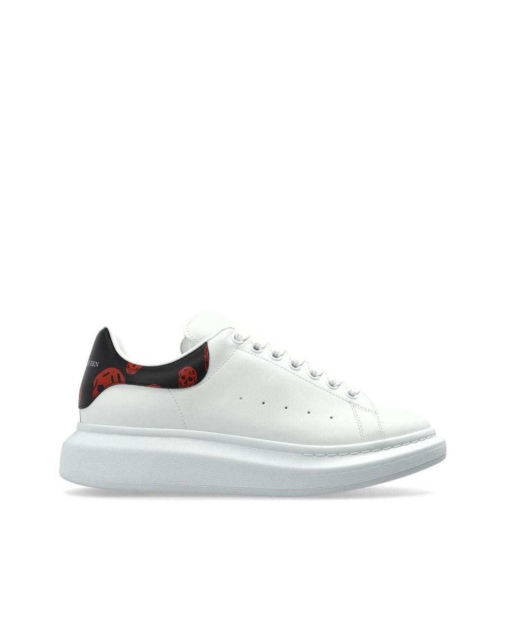 McQueen White Leather Sport Shoes With Logo for men