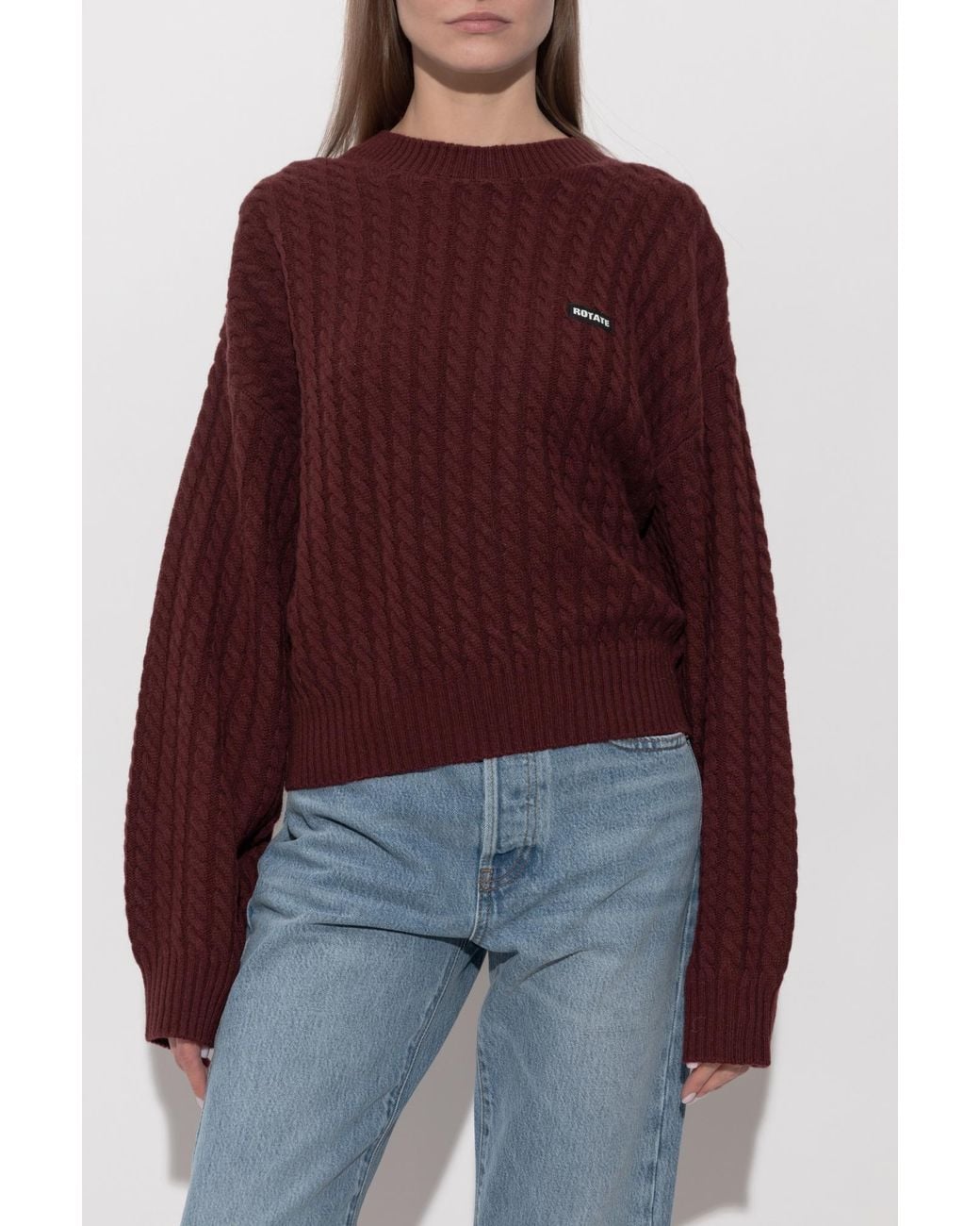 ROTATE BIRGER CHRISTENSEN Red Wool Sweater With Logo Patch