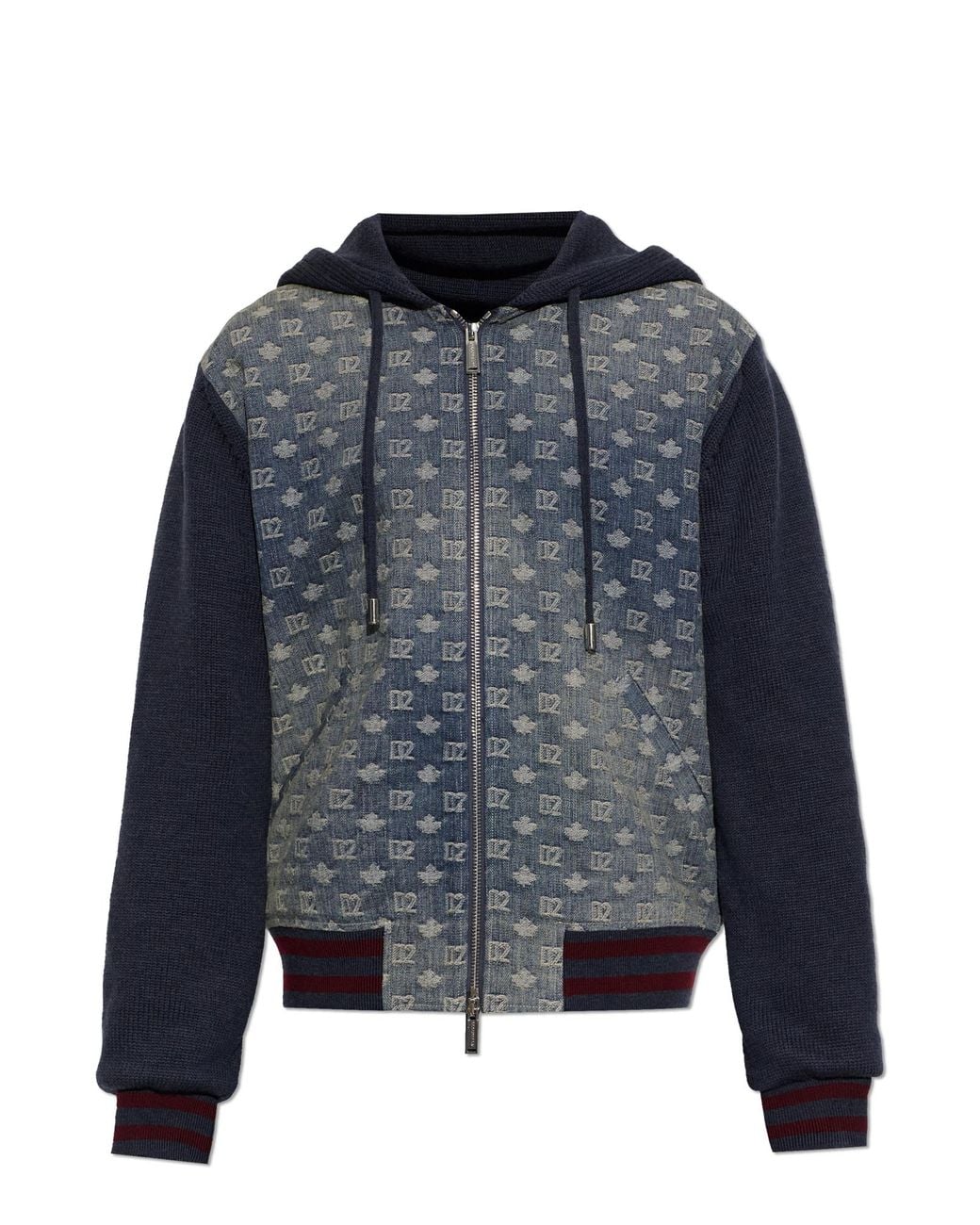 DSquared² Blue Cardigan Made Of Combined Fabrics for men