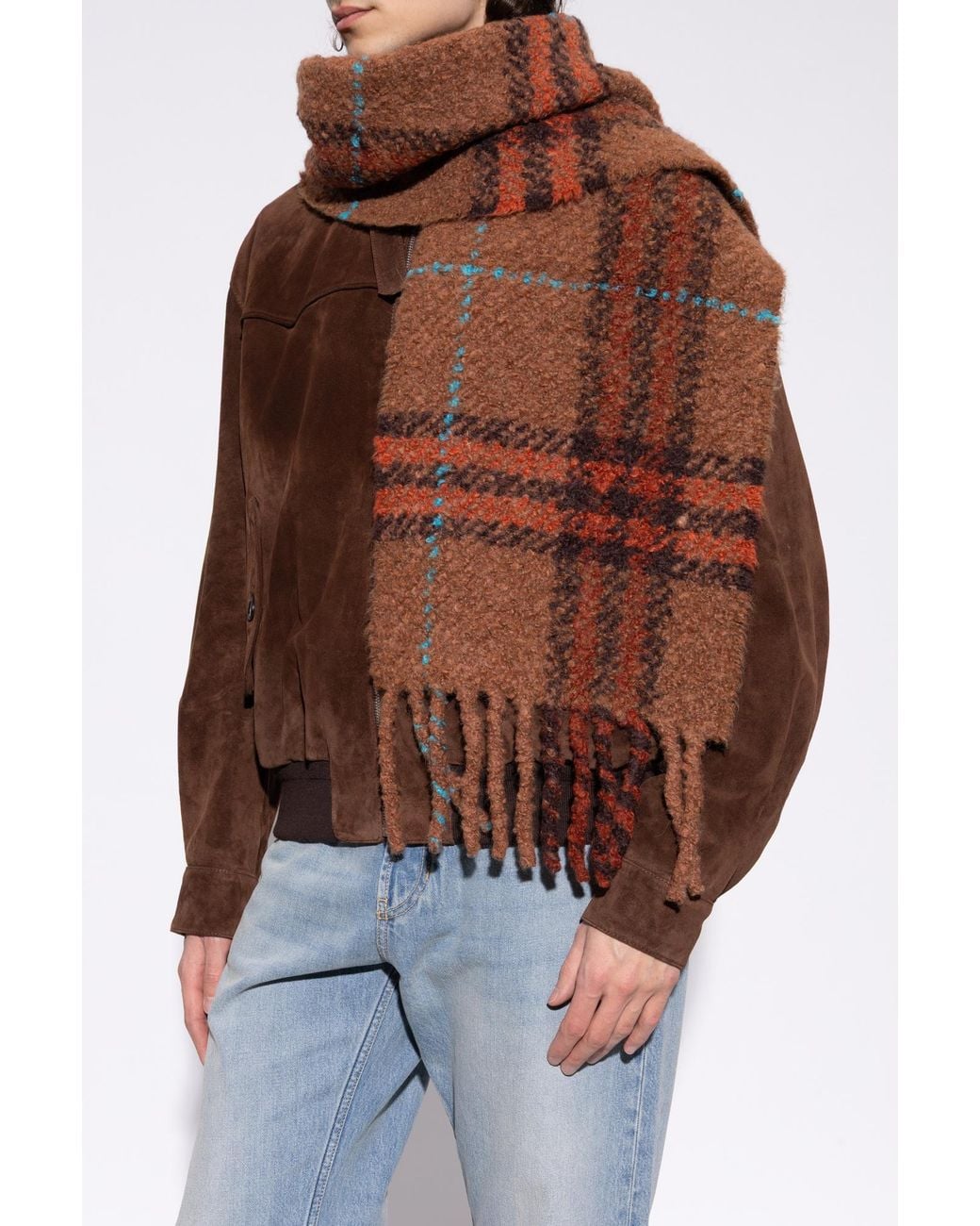 Burberry Brown Scarf With A Check Pattern