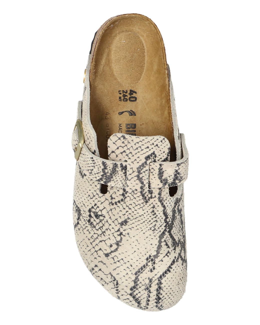 Birkenstock Natural 'Boston Rivet Logo' Slides