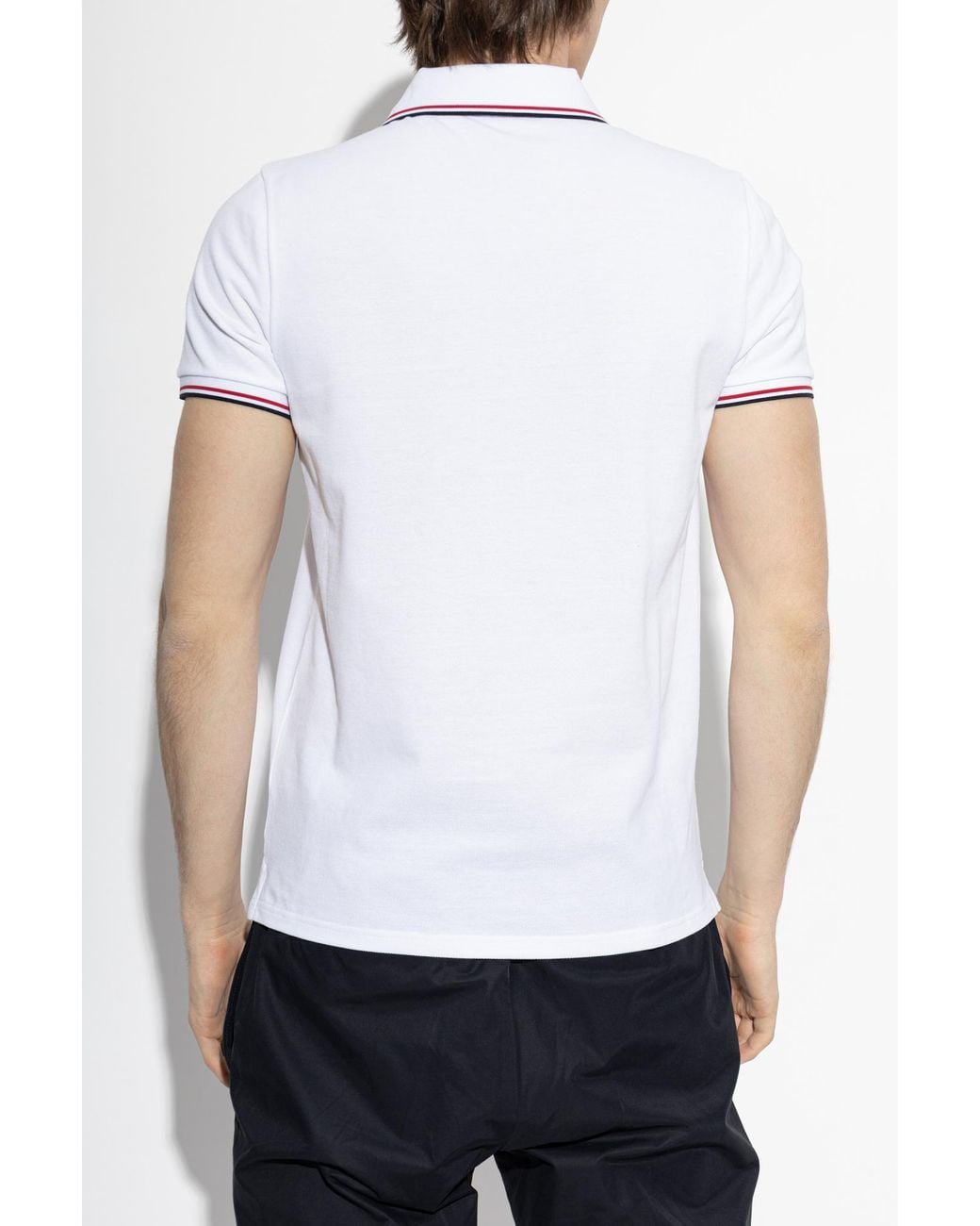 Moncler Blue Polo Shirt With Logo Patch for men