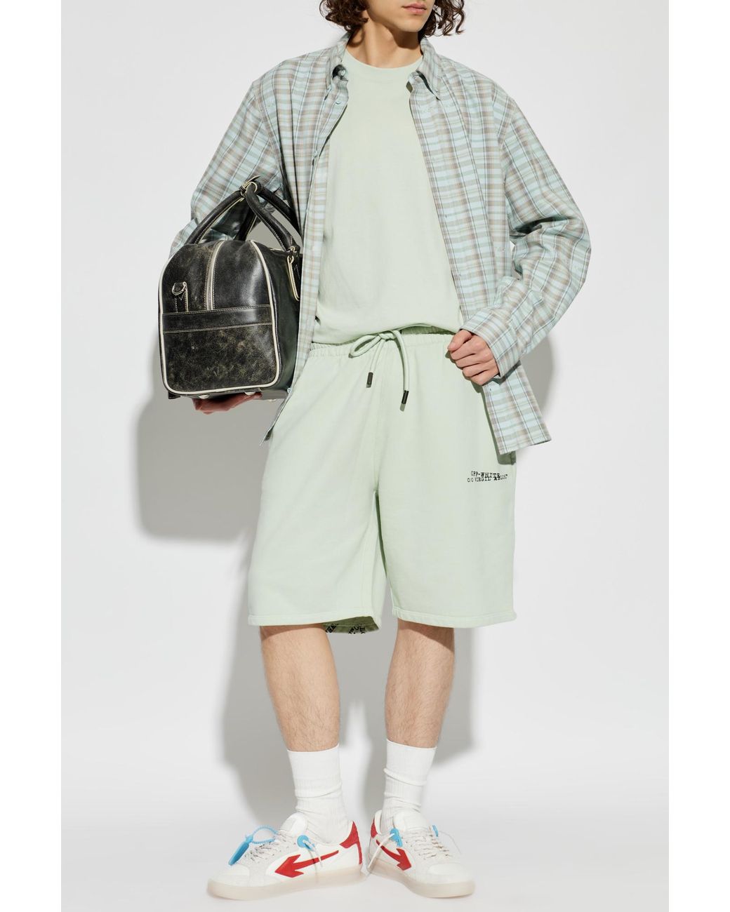 Off-White c/o Virgil Abloh White Checked Pattern Shirt for men