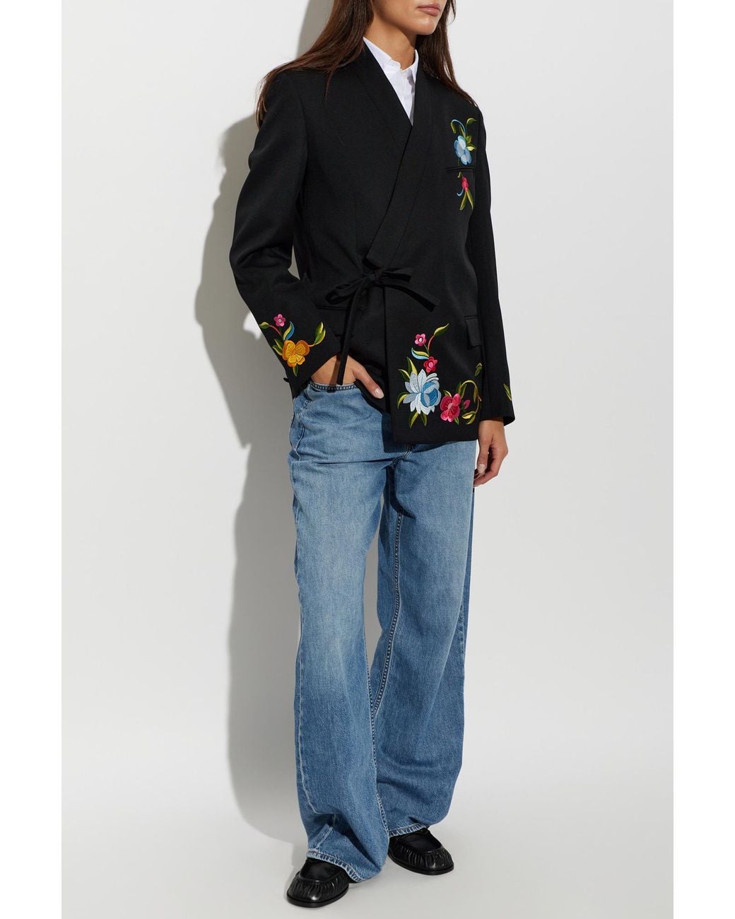 KENZO Black Blazer With Colorful Embroidery