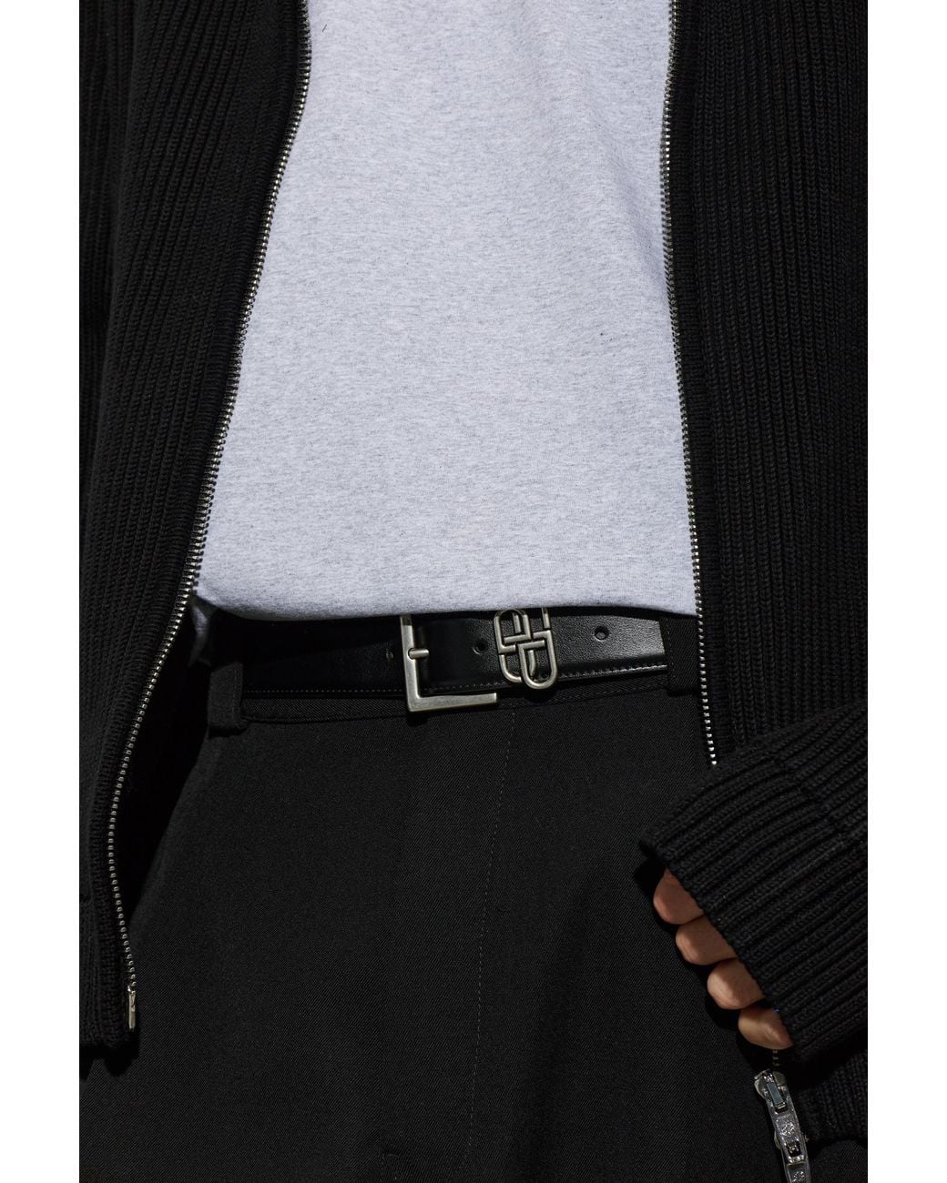 Balenciaga Black Leather Belt for men