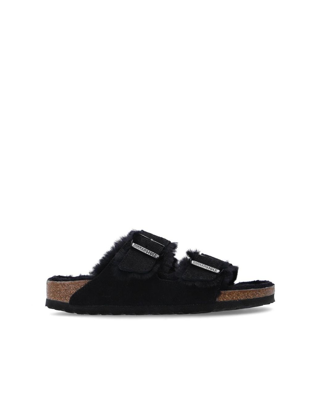Birkenstock Black 'Arizona Fur' Slides