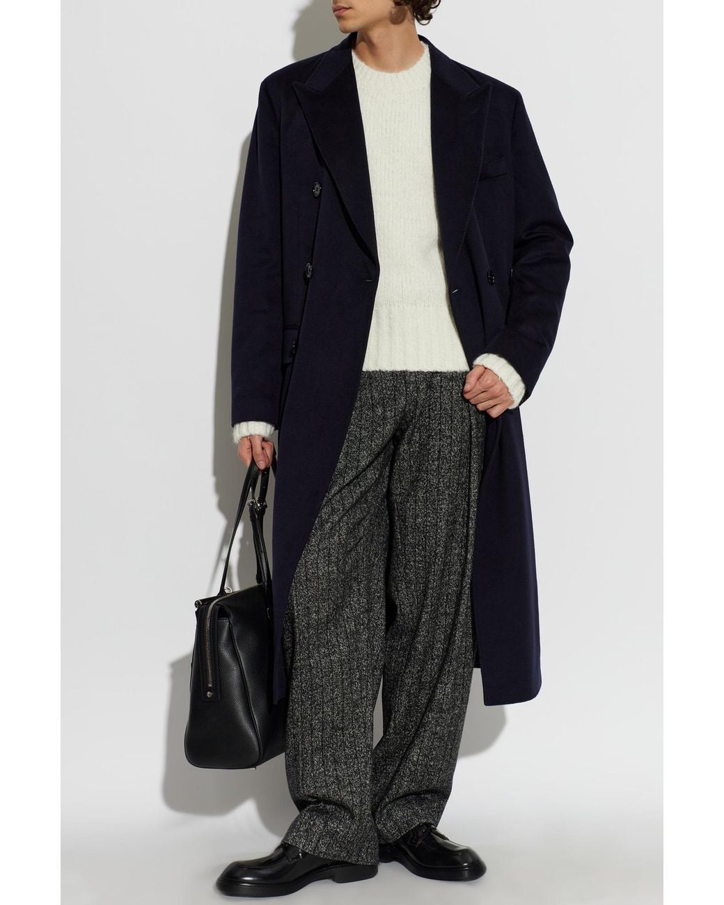 Dolce & Gabbana Blue Wool Coat With Single Vent for men