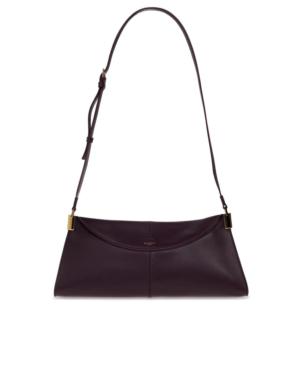 Balmain Purple '64-83 Medium' Leather Bag With Logo