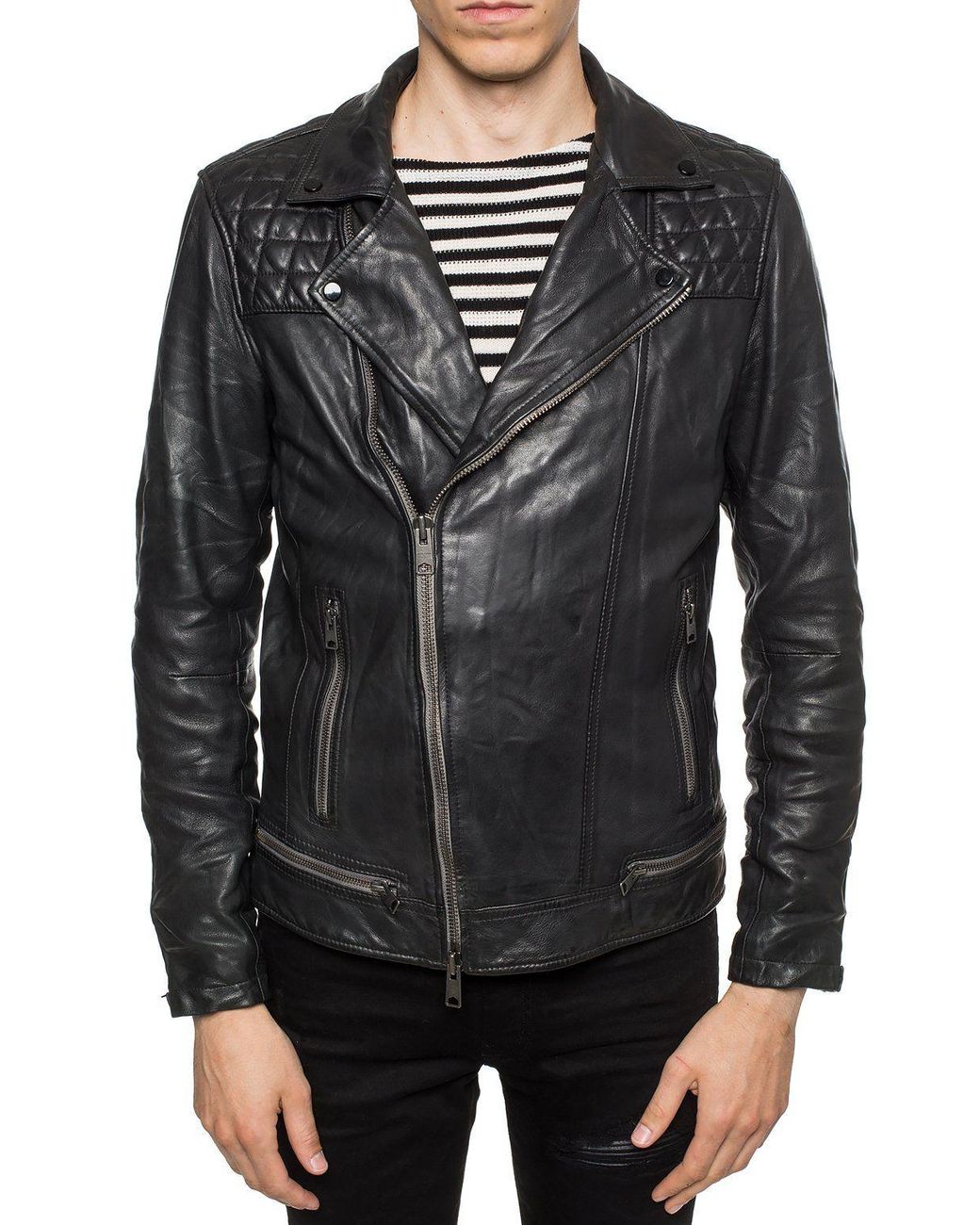 AllSaints conroy Leather Jacket in Black for Men Lyst