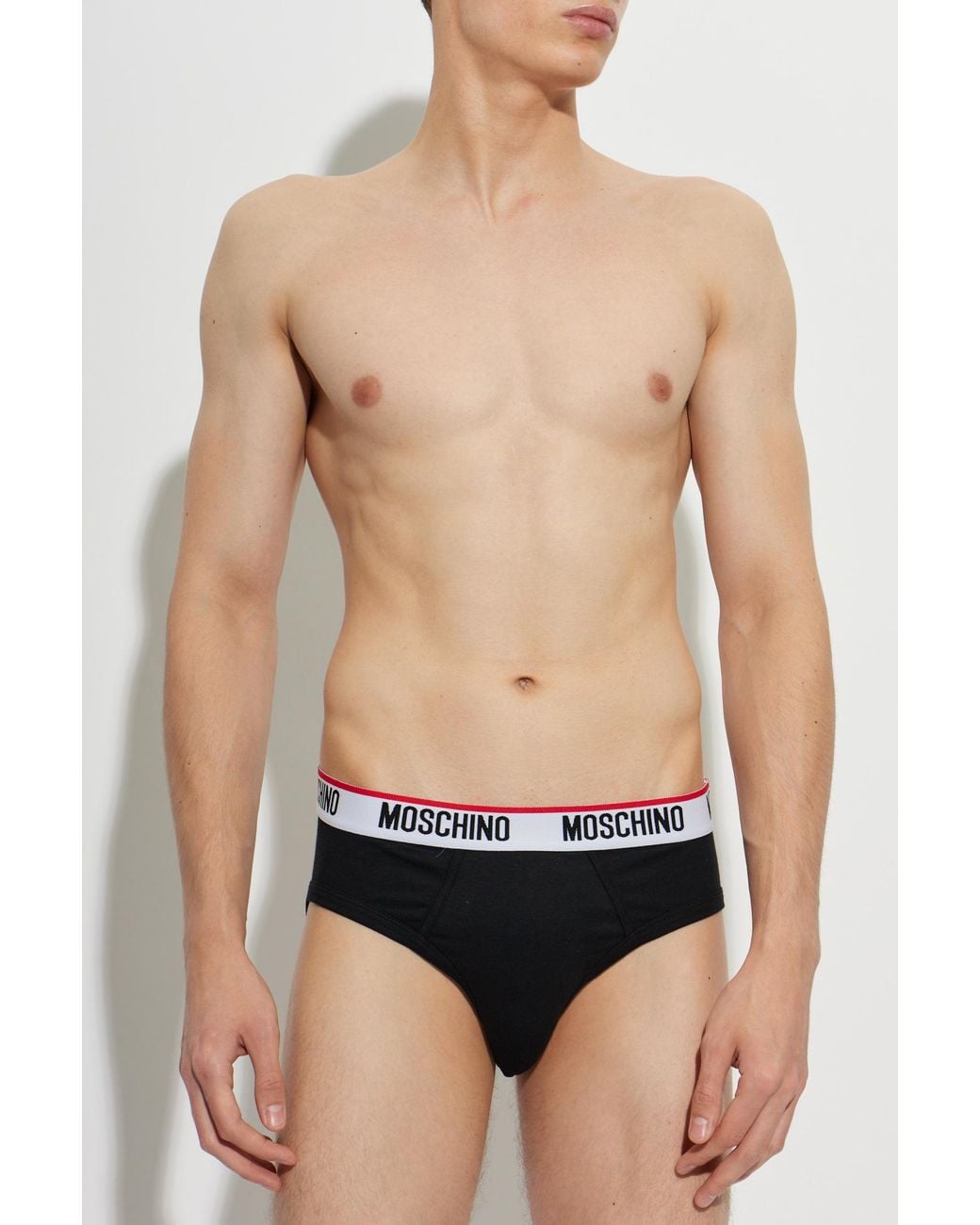 Moschino White Logo Briefs Three-Pack for men