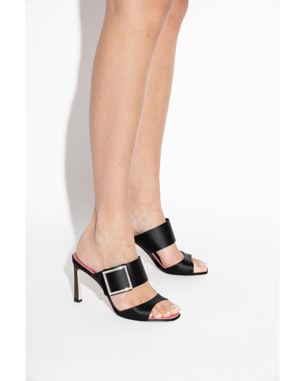 Roger Vivier Black Heeled Mules 'Trompette'