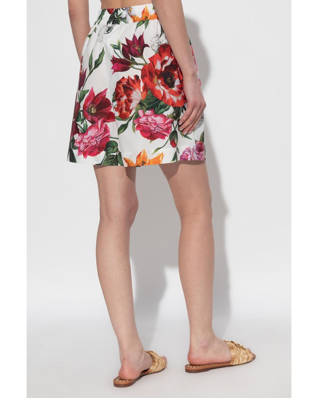 Dolce & Gabbana Red Dolce & Gabbana Floral Motif Shorts