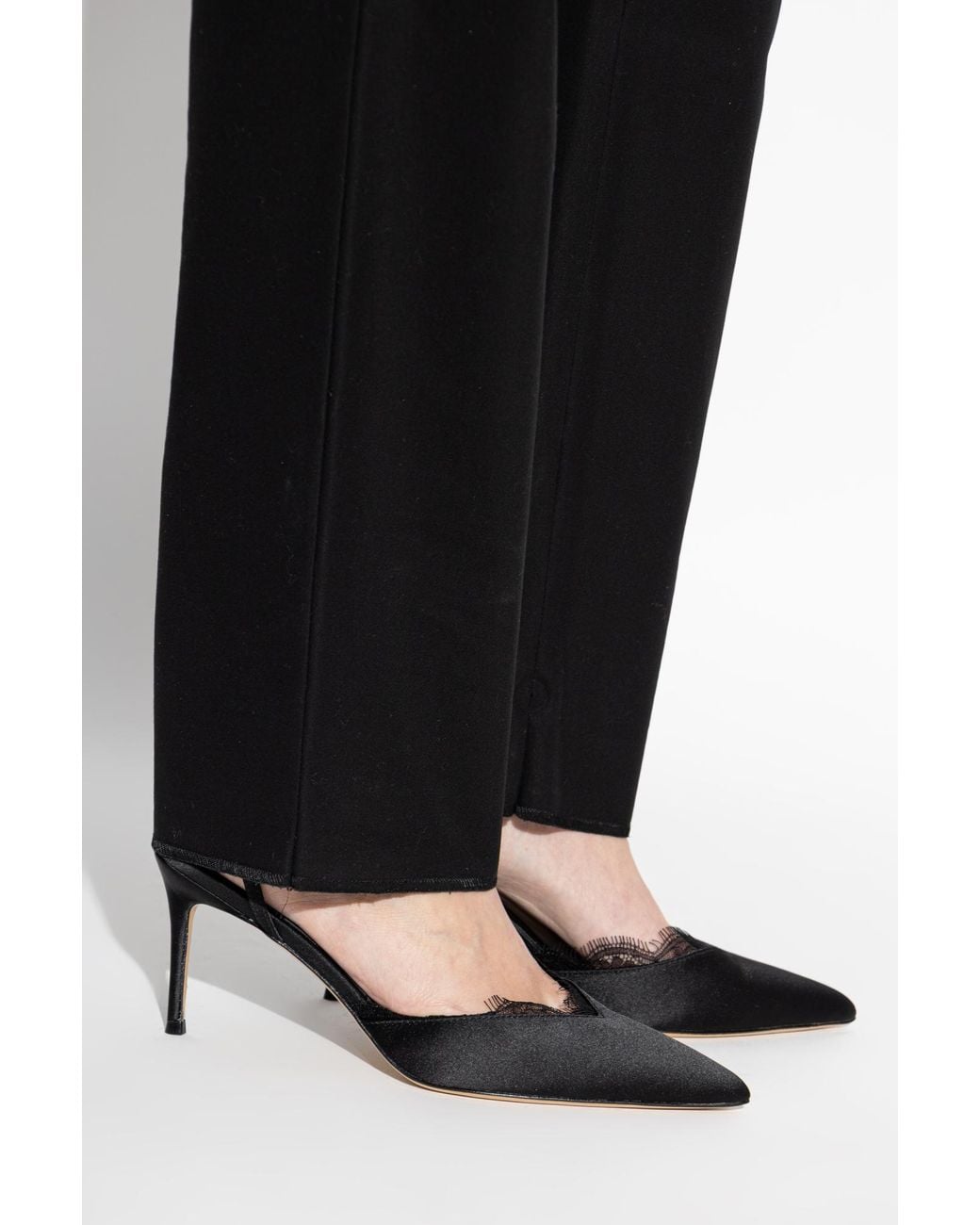 Black Suede Studio Black Heeled Shoes 'Lace80'