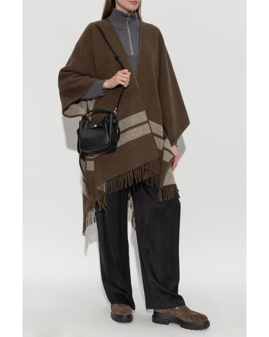 Tory Burch Brown Poncho With Logo
