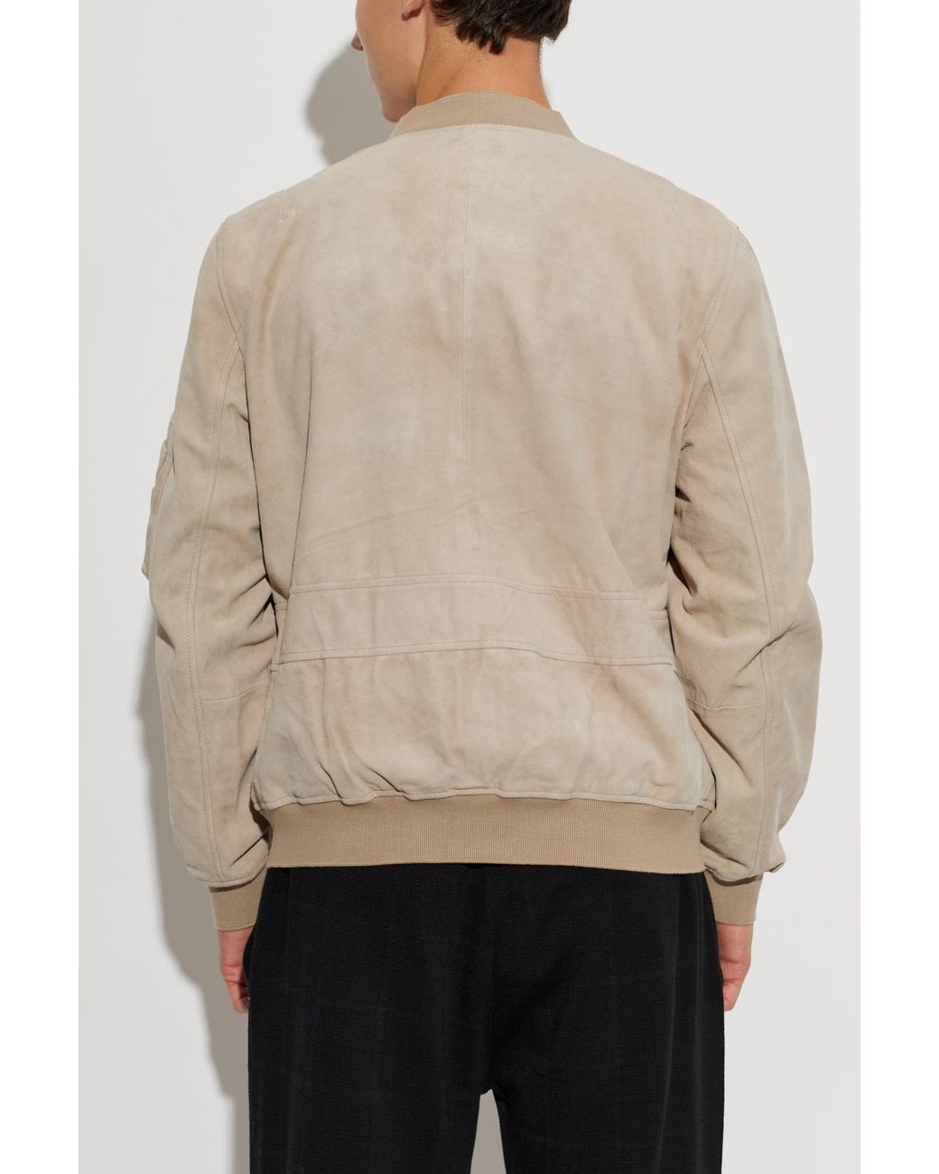 AllSaints White 'Rokko' Suede Bomber Jacket for men