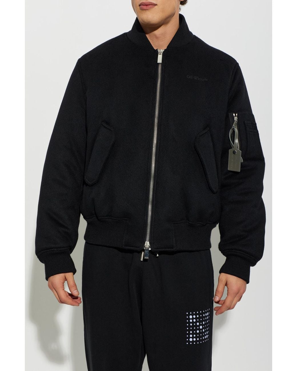 Off-White c/o Virgil Abloh Black Cashmere 'Bomber' Jacket for men