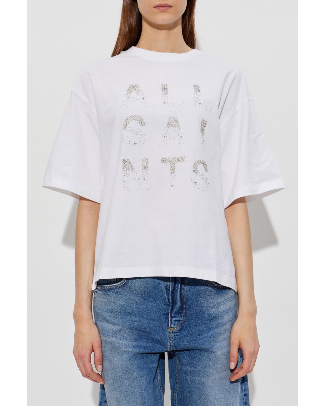 AllSaints White T-Shirt 'Stacks'
