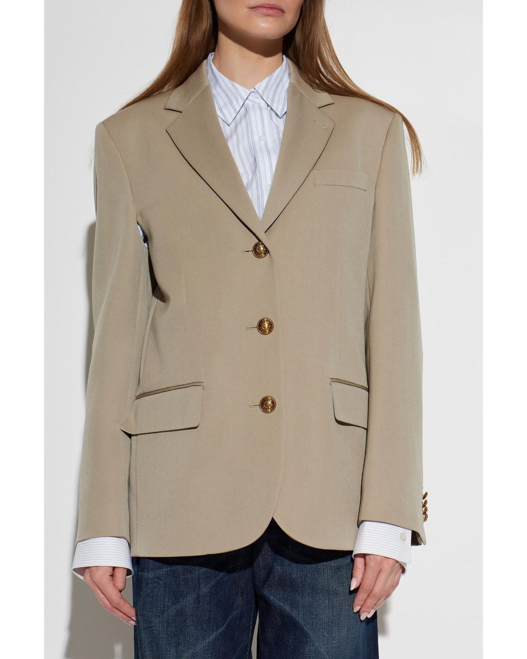 Acne Natural Wool Jacket With Open Lapels