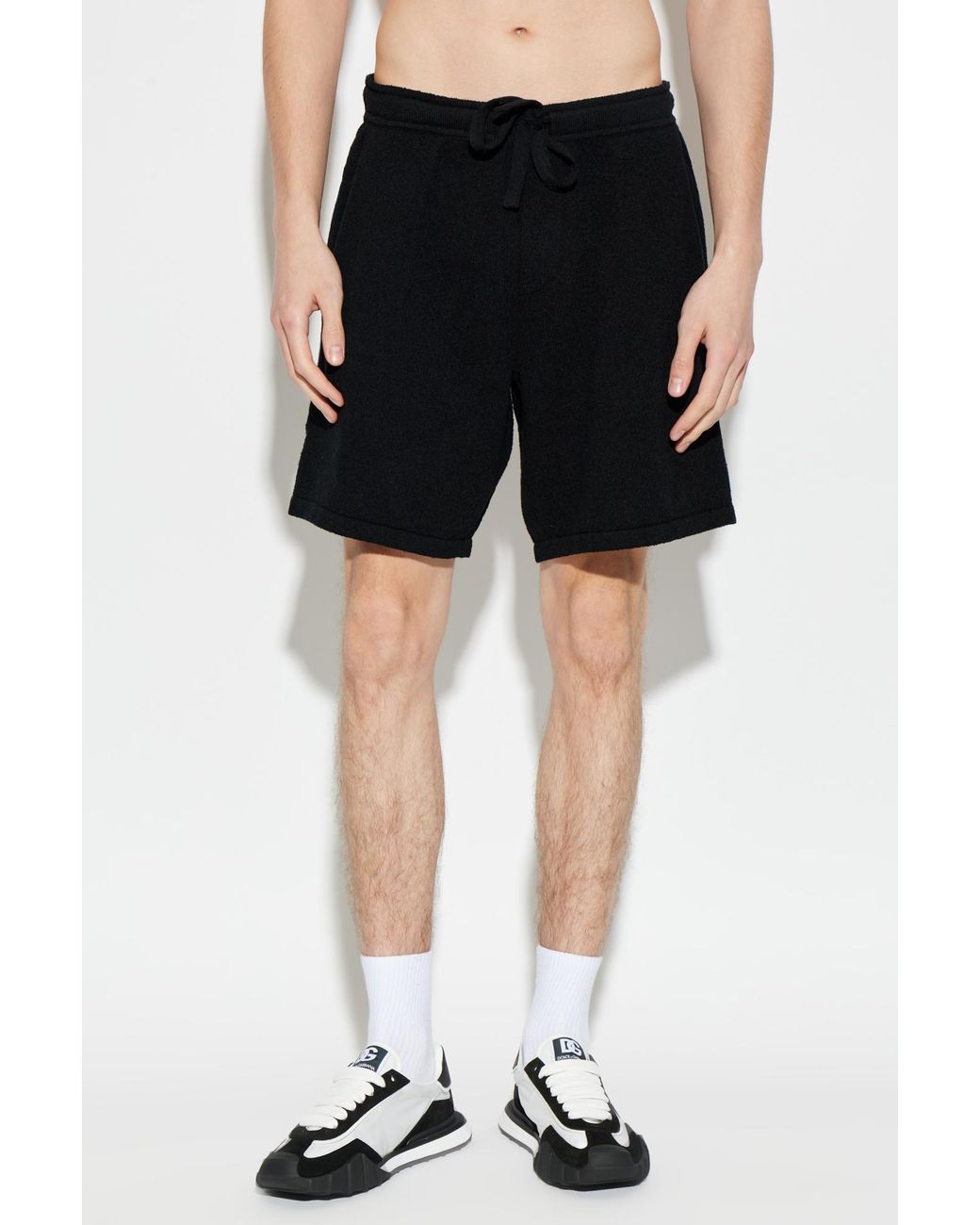Dolce & Gabbana Black Shorts With Embroidered Logo On The Pocket for men