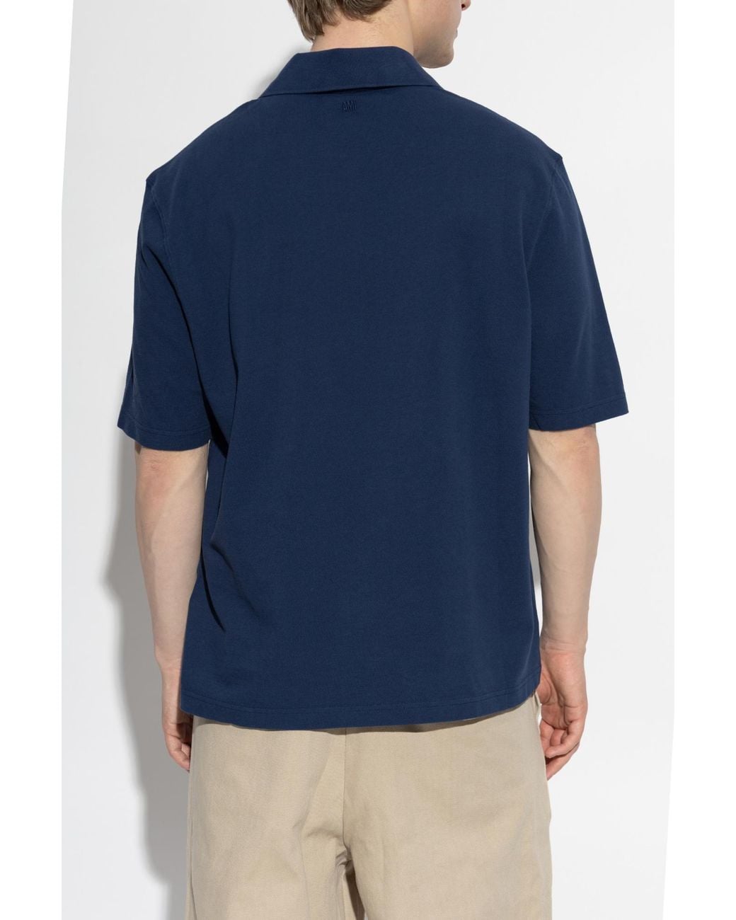 AMI Blue Polo With Patch for men