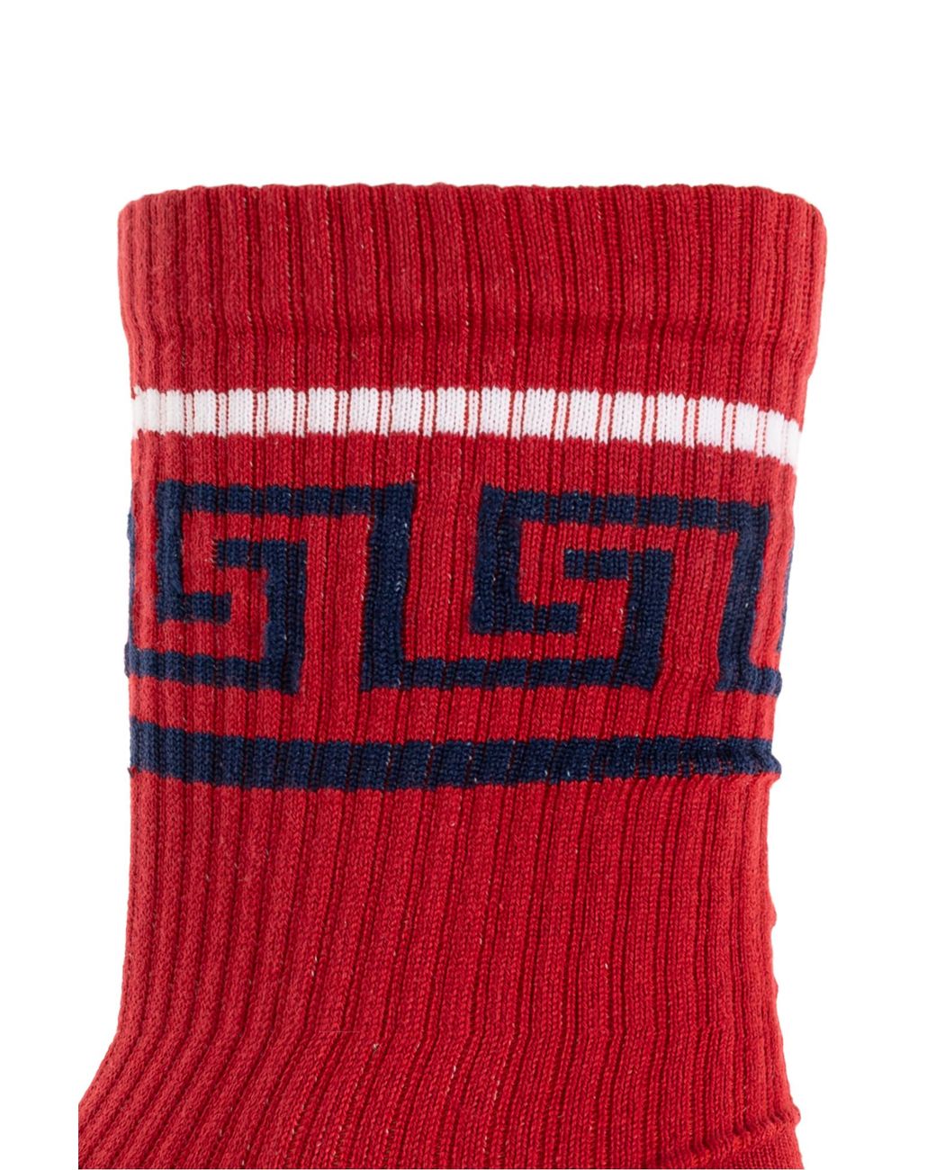 Versace Red Cotton Socks With Logo for men