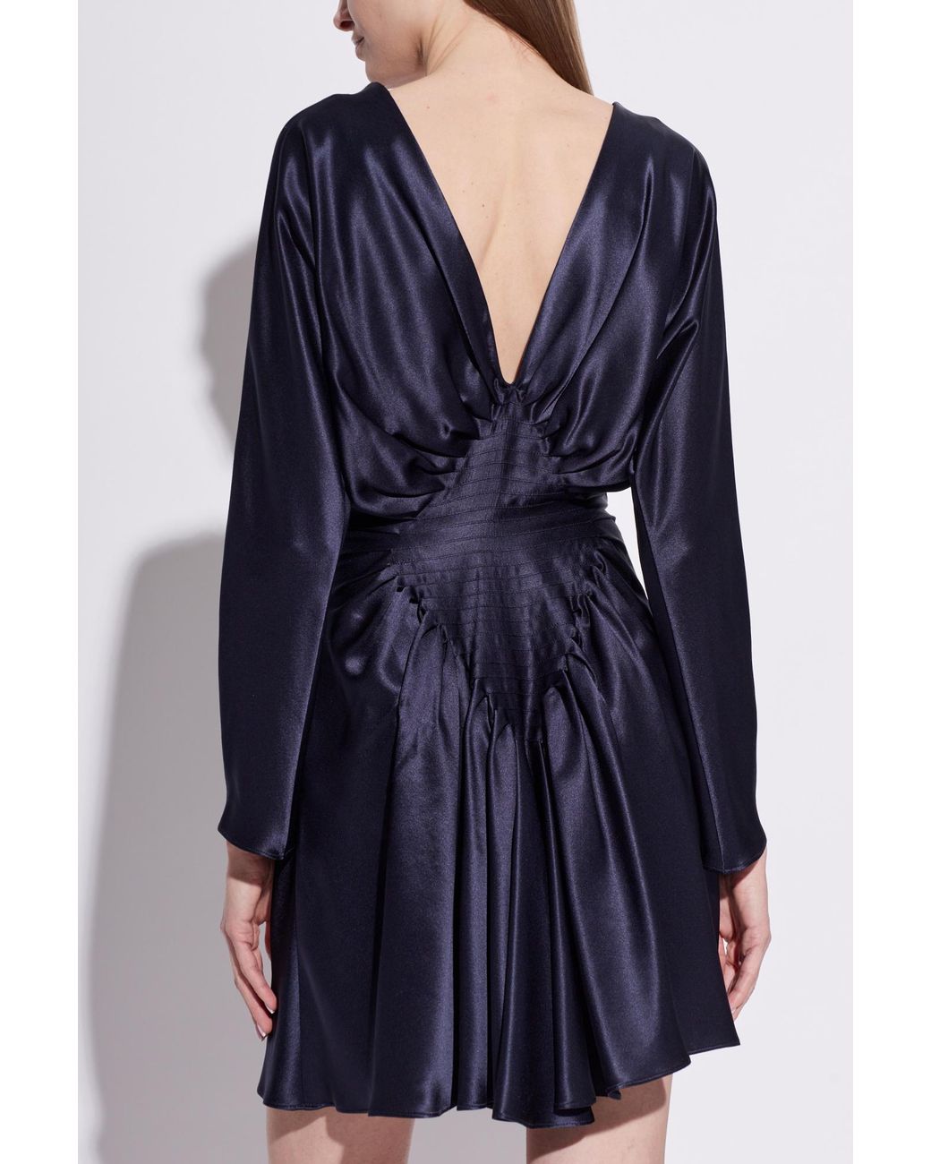 Versace Blue Silk Dress With Draping