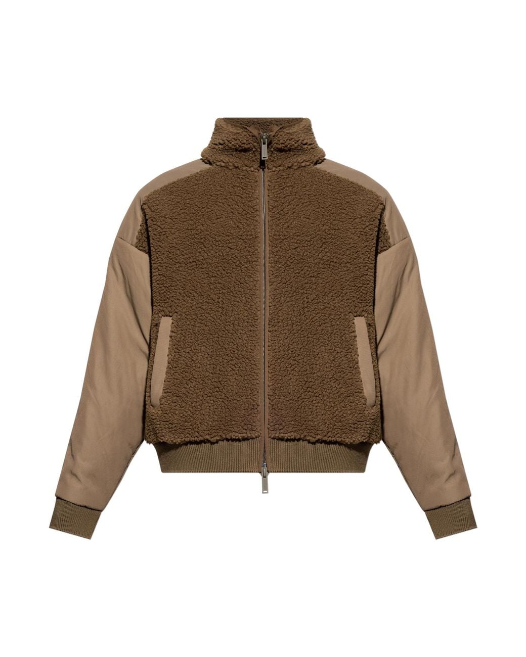 DSquared² Brown Fleece Jacket With A Stand-Up Collar for men