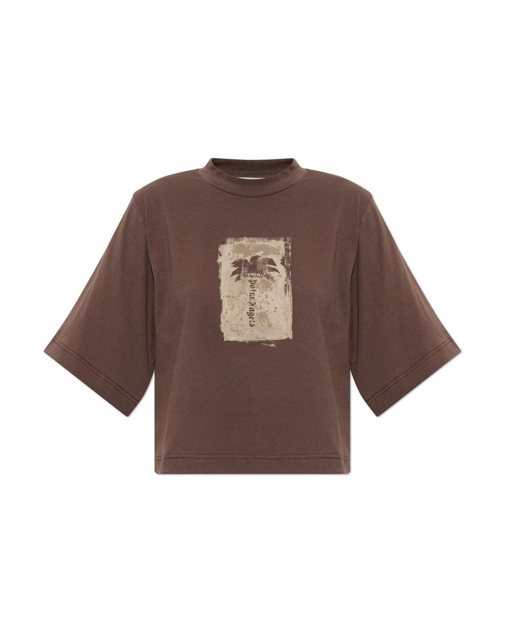 Palm Angels Brown Printed Cotton T-Shirt