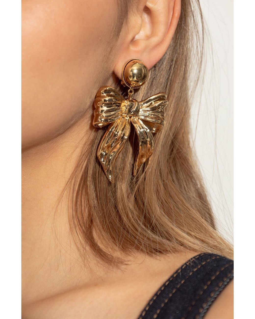 Dolce & Gabbana Metallic Bow-Shaped Clip-On Earrings