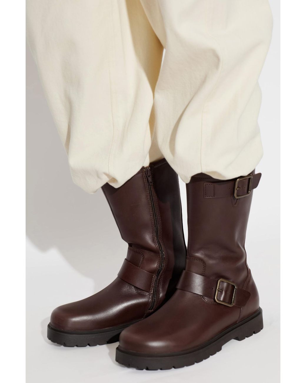 Birkenstock Brown Leather Ankle Boots "Highwood Mid Wire Buckle"