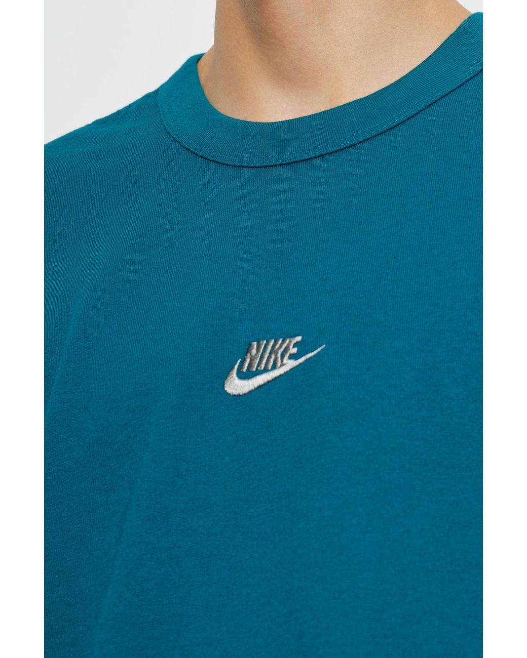 Nike Blue Oversized Embroidered Logo T-Shirt for men
