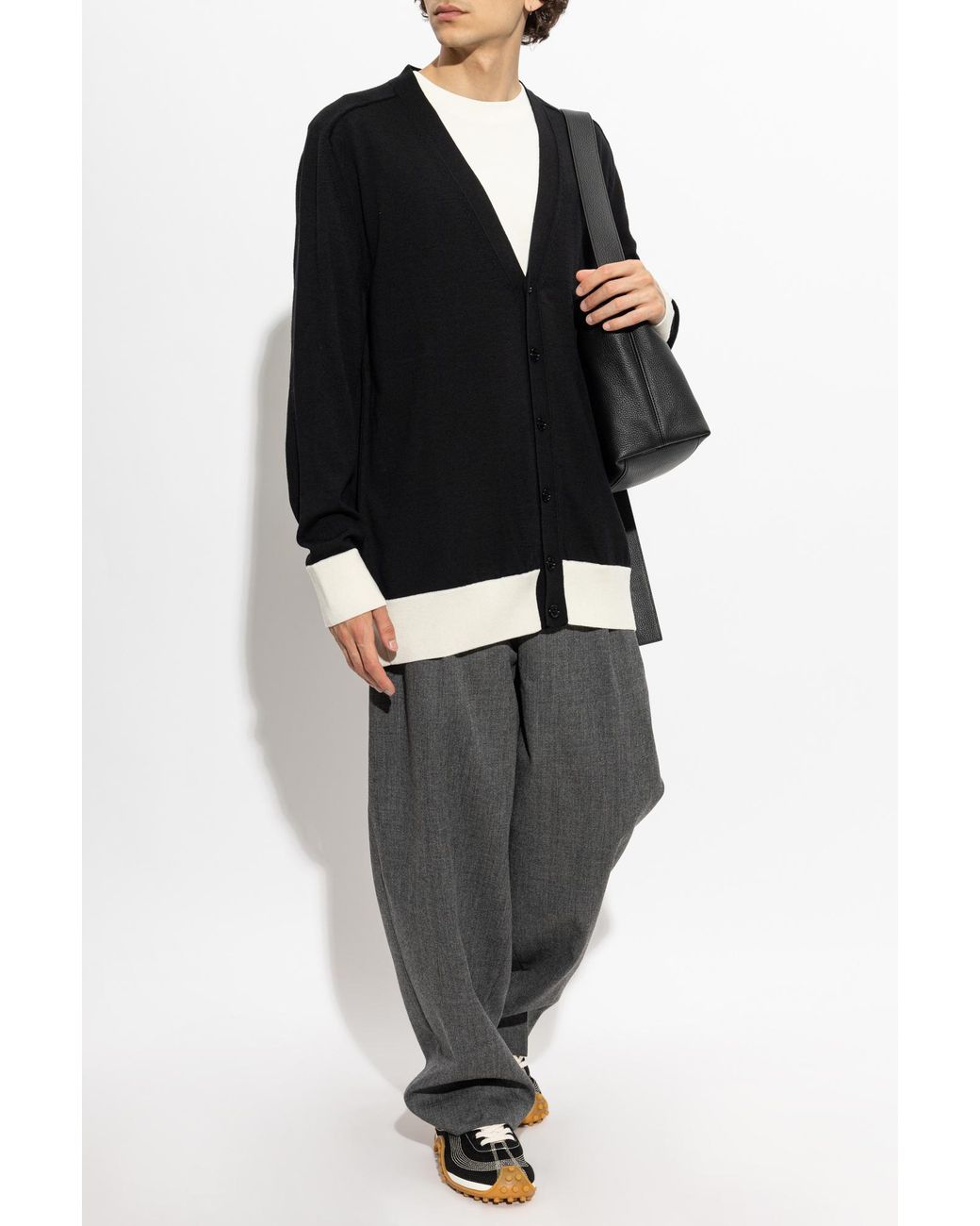 AMI Black Wool Cardigan for men