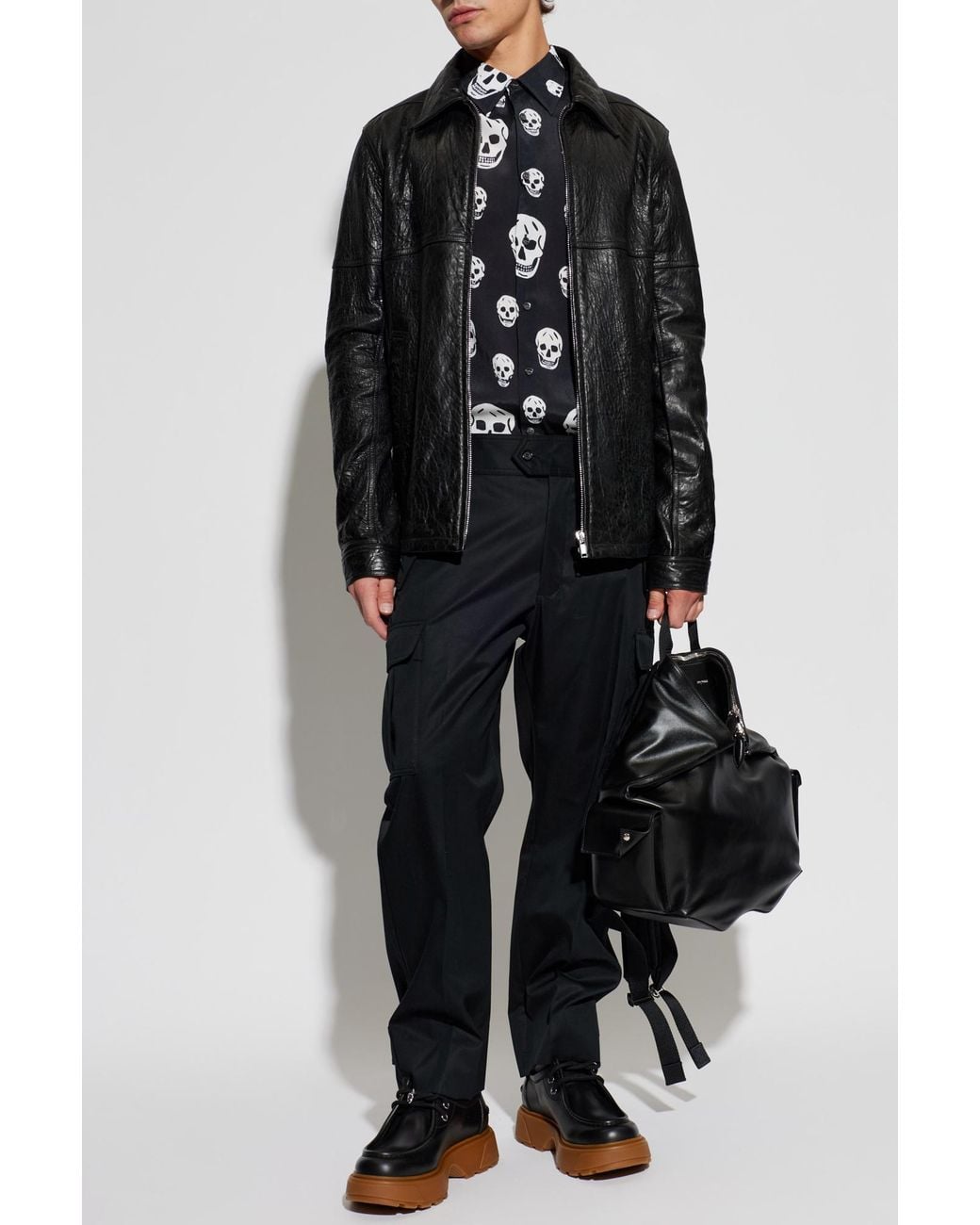 McQueen Black Cargo Trousers for men