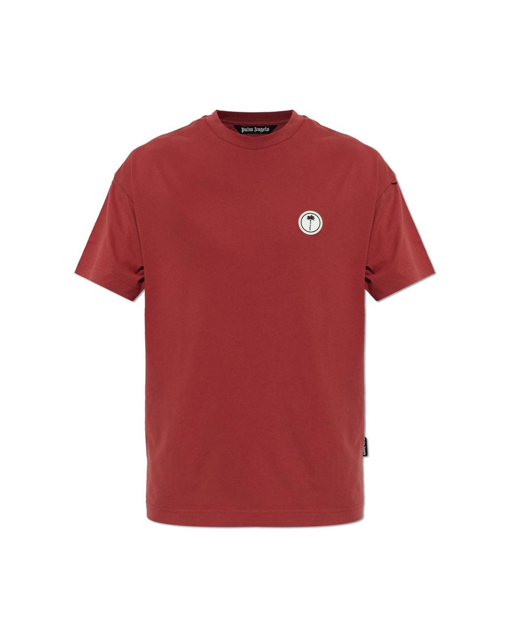Palm Angels Red T-Shirt With Logo Patch for men