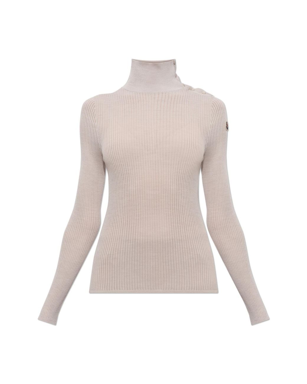 Moncler Natural Wool Turtleneck With Stand-Up Collar