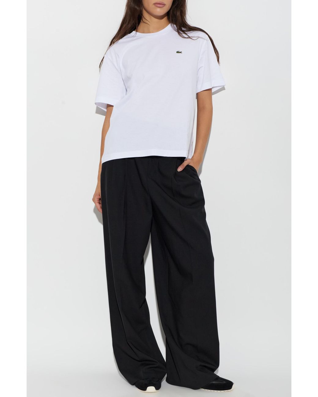 Lacoste White T-Shirt With Logo Patch