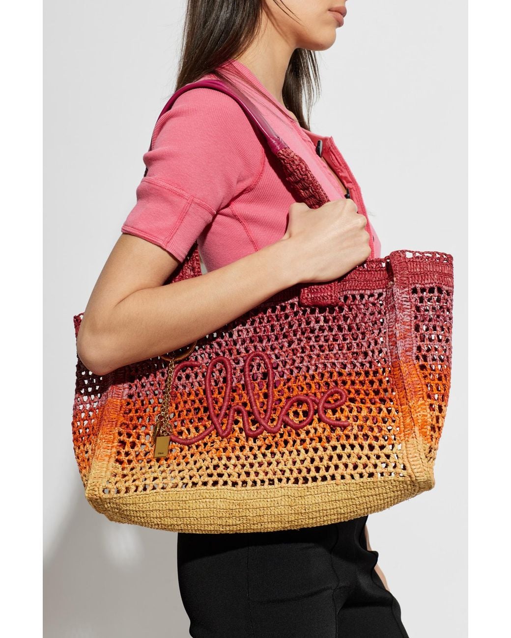 Chloé Red "Summer Banana East West" Shopper Bag